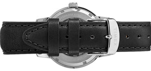 Timex Waterbury Automatic TW2T70000 Herren-Armbanduhr Zifferblatt schwarz Lederband schwarz Datumsanzeige Automatik NEU OVP mit Box Papiere Anleitung 2 Jahre Hersteller-Garantie
