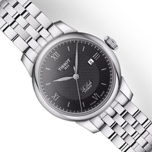 Laden Sie das Bild in den Galerie-Viewer, Tissot Le Locle Automatic Lady | T006.207.11.058.00 | Damenuhr Classic | 29mm Schwarz Guilloché | ETA 2671 Automatik Swiss Made | Saphirglas | Sichtglasboden | Edelstahlband Schmetterlings-Faltschließe | NEU OVP Box Papiere 2 Jahre Garantie