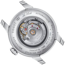 Laden Sie das Bild in den Galerie-Viewer, Tissot Le Locle Automatic Lady | T006.207.11.058.00 | Damenuhr Classic | 29mm Schwarz Guilloché | ETA 2671 Automatik Swiss Made | Saphirglas | Sichtglasboden | Edelstahlband Schmetterlings-Faltschließe | NEU OVP Box Papiere 2 Jahre Garantie