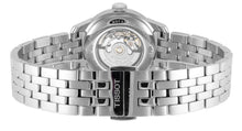 Laden Sie das Bild in den Galerie-Viewer, Tissot Le Locle Automatic Lady | T006.207.11.058.00 | Damenuhr Classic | 29mm Schwarz Guilloché | ETA 2671 Automatik Swiss Made | Saphirglas | Sichtglasboden | Edelstahlband Schmetterlings-Faltschließe | NEU OVP Box Papiere 2 Jahre Garantie