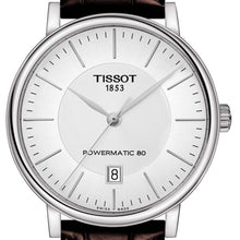Laden Sie das Bild in den Galerie-Viewer, Tissot Carson Premium Powermatic80 | T122.407.16.031.00 | Herrenuhr | Swiss Made Automatik | 80h Gangreserve | Saphirglas | Lederband braun | Zifferblatt silber | NEU OVP mit Box &amp; Garantiekarte
