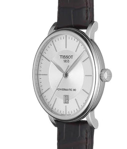 Tissot Carson Premium Powermatic80 | T122.407.16.031.00 | Herrenuhr | Swiss Made Automatik | 80h Gangreserve | Saphirglas | Lederband braun | Zifferblatt silber | NEU OVP mit Box & Garantiekarte