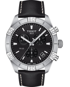 Tissot T-Classic PR 100 Sport Gent T101.617.16.051.00 Herrenuhr Chronograph Swiss Made Saphirglas Lederband schwarz NEU OVP. mit Box Papiere Anleitung Garantiekarte 2 Jahre Hersteller-Garantie