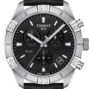 Tissot T-Classic PR 100 Sport Gent T101.617.16.051.00 Herrenuhr Chronograph Swiss Made Saphirglas Lederband schwarz NEU OVP. mit Box Papiere Anleitung Garantiekarte 2 Jahre Hersteller-Garantie