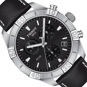 Tissot T-Classic PR 100 Sport Gent T101.617.16.051.00 Herrenuhr Chronograph Swiss Made Saphirglas Lederband schwarz NEU OVP. mit Box Papiere Anleitung Garantiekarte 2 Jahre Hersteller-Garantie