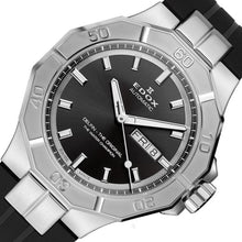 Laden Sie das Bild in den Galerie-Viewer, Edox Delfin Day-Date | 88008-3CA-NIN | Automatic 43 mm Black Dial | Kautschukband Saphirglas 200m | Swiss Made Water Champion | NEU OVP Full Set 2 Jahre Garantie