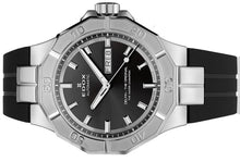 Laden Sie das Bild in den Galerie-Viewer, Edox Delfin Day-Date | 88008-3CA-NIN | Automatic 43 mm Black Dial | Kautschukband Saphirglas 200m | Swiss Made Water Champion | NEU OVP Full Set 2 Jahre Garantie
