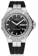 Laden Sie das Bild in den Galerie-Viewer, Edox Delfin Day-Date | 88008-3CA-NIN | Automatic 43 mm Black Dial | Kautschukband Saphirglas 200m | Swiss Made Water Champion | NEU OVP Full Set 2 Jahre Garantie