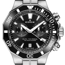 Laden Sie das Bild in den Galerie-Viewer, Edox Delfin | 10112-3NM-NIN | Chronograph Herren Uhr Ø 43 mm | Edelstahl Saphirglas 200m Swiss Made | NEU OVP Box Papiere 2 Jahre Garantie