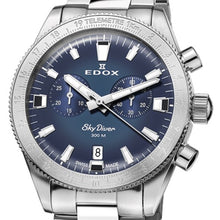 Laden Sie das Bild in den Galerie-Viewer, Edox Skydiver | 10116-3-BUIDN | Chronograph Herren Uhr Ø 40 mm | Edelstahl Saphirglas 300m Swiss Made | Limited + Lederband | NEU OVP Box Papiere 2 Jahre Garantie