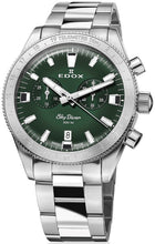 Laden Sie das Bild in den Galerie-Viewer, Edox Skydiver | 10116-3-VIDN | Chronograph 40 mm Green Dial | Edelstahl Saphirglas 300m Swiss Made | Limited 1000 + Lederband | NEU OVP Box Papiere 2 Jahre Garantie