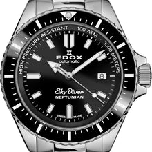 Laden Sie das Bild in den Galerie-Viewer, Edox Skydiver Neptunian | 80120-3NM-NIN | Automatic 44 mm Black Dial | Edelstahlband Keramik 1000m | Swiss Made Deep Sea Toolwatch | NEU OVP Full Set 2 Jahre Garantie