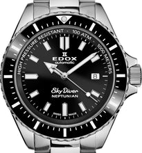 Laden Sie das Bild in den Galerie-Viewer, Edox Skydiver Neptunian | 80120-3NM-NIN | Automatic 44 mm Black Dial | Edelstahlband Keramik 1000m | Swiss Made Deep Sea Toolwatch | NEU OVP Full Set 2 Jahre Garantie