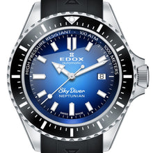 Laden Sie das Bild in den Galerie-Viewer, Edox Skydiver Neptunian | 80120-3NCA-BUIDN | Automatic 44 mm Blue Dial | Keramik Saphirglas 1000m Swiss Made | Profi-Taucheruhr Heliumventil | NEU OVP Full Set 2 Jahre Garantie