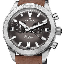 Laden Sie das Bild in den Galerie-Viewer, Edox Skydiver | 10116-3-GRIDN | Chronograph 40 mm Gray Dial | Edelstahl Saphirglas 300m Swiss Made | Limited 1000 + Lederband | NEU OVP Box Papiere 2 Jahre Garantie