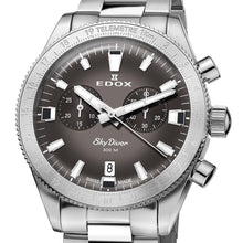 Laden Sie das Bild in den Galerie-Viewer, Edox Skydiver | 10116-3-GRIDN | Chronograph 40 mm Gray Dial | Edelstahl Saphirglas 300m Swiss Made | Limited 1000 + Lederband | NEU OVP Box Papiere 2 Jahre Garantie