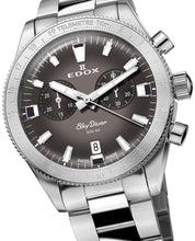 Laden Sie das Bild in den Galerie-Viewer, Edox Skydiver | 10116-3-GRIDN | Chronograph 40 mm Gray Dial | Edelstahl Saphirglas 300m Swiss Made | Limited 1000 + Lederband | NEU OVP Box Papiere 2 Jahre Garantie