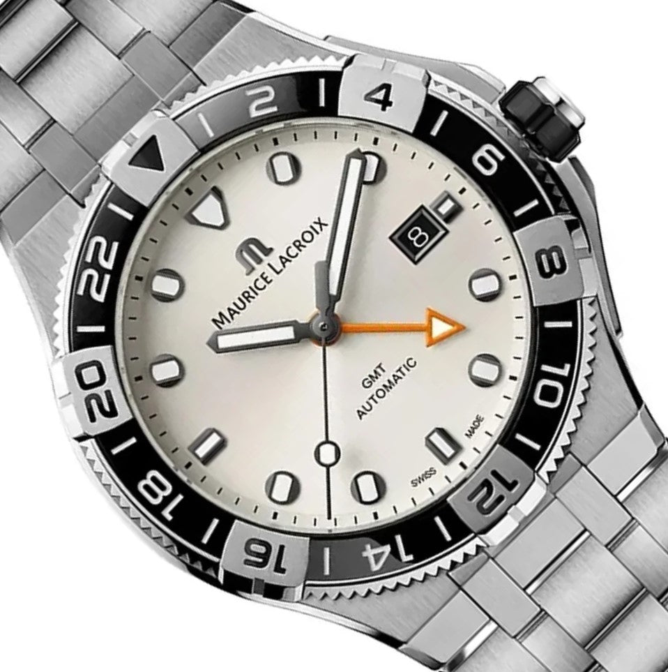 Maurice Lacroix Aikon Venturer GMT | AI6158-SS002-130-1 | Automatik Herrenuhr | 43 mm | Edelstahlband | Silbernes Zifferblatt | NEU OVP | mit Box & Papieren | 2 Jahre Garantie