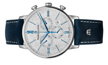 Laden Sie das Bild in den Galerie-Viewer, Maurice Lacroix Eliros Chronograph EL1098-SS001-114-1 | Herrenuhr | Swiss Made | Saphirglas | Stoppuhr | Lederband Blau | Zifferblatt Anthrazit Handgebürstet | NEU OVP | 2 Jahre Hersteller-Garantie