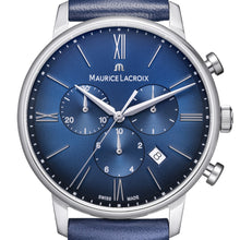 Laden Sie das Bild in den Galerie-Viewer, Maurice Lacroix Eliros Chronograph EL1098-SS001-410-4 | Herren-Armbanduhr Blau | Saphirglas Datumsanzeige Stoppuhr Lederband | Swiss Made | NEU OVP mit Box &amp; Papiere 2 Jahre Hersteller-Garantie