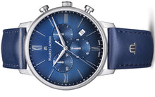 Laden Sie das Bild in den Galerie-Viewer, Maurice Lacroix Eliros Chronograph EL1098-SS001-410-4 | Herren-Armbanduhr Blau | Saphirglas Datumsanzeige Stoppuhr Lederband | Swiss Made | NEU OVP mit Box &amp; Papiere 2 Jahre Hersteller-Garantie