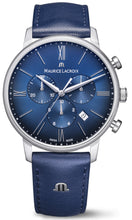 Laden Sie das Bild in den Galerie-Viewer, Maurice Lacroix Eliros Chronograph EL1098-SS001-410-4 | Herren-Armbanduhr Blau | Saphirglas Datumsanzeige Stoppuhr Lederband | Swiss Made | NEU OVP mit Box &amp; Papiere 2 Jahre Hersteller-Garantie