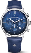 Laden Sie das Bild in den Galerie-Viewer, Maurice Lacroix Eliros Chronograph EL1098-SS001-410-4 | Herren-Armbanduhr Blau | Saphirglas Datumsanzeige Stoppuhr Lederband | Swiss Made | NEU OVP mit Box &amp; Papiere 2 Jahre Hersteller-Garantie