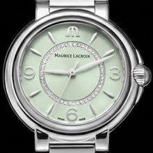 Laden Sie das Bild in den Galerie-Viewer, Maurice Lacroix Fiaba Colours Edition Diamonds FA1104-SS002-G20-1 | Damenuhr Ø 32 mm | Grünes Zifferblatt | 46 Diamanten | Swiss Made | NEU OVP | 2 Jahre Herstellergarantie