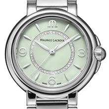 Laden Sie das Bild in den Galerie-Viewer, Maurice Lacroix Fiaba Colours Edition Diamonds FA1104-SS002-G20-1 | Damenuhr Ø 32 mm | Grünes Zifferblatt | 46 Diamanten | Swiss Made | NEU OVP | 2 Jahre Herstellergarantie