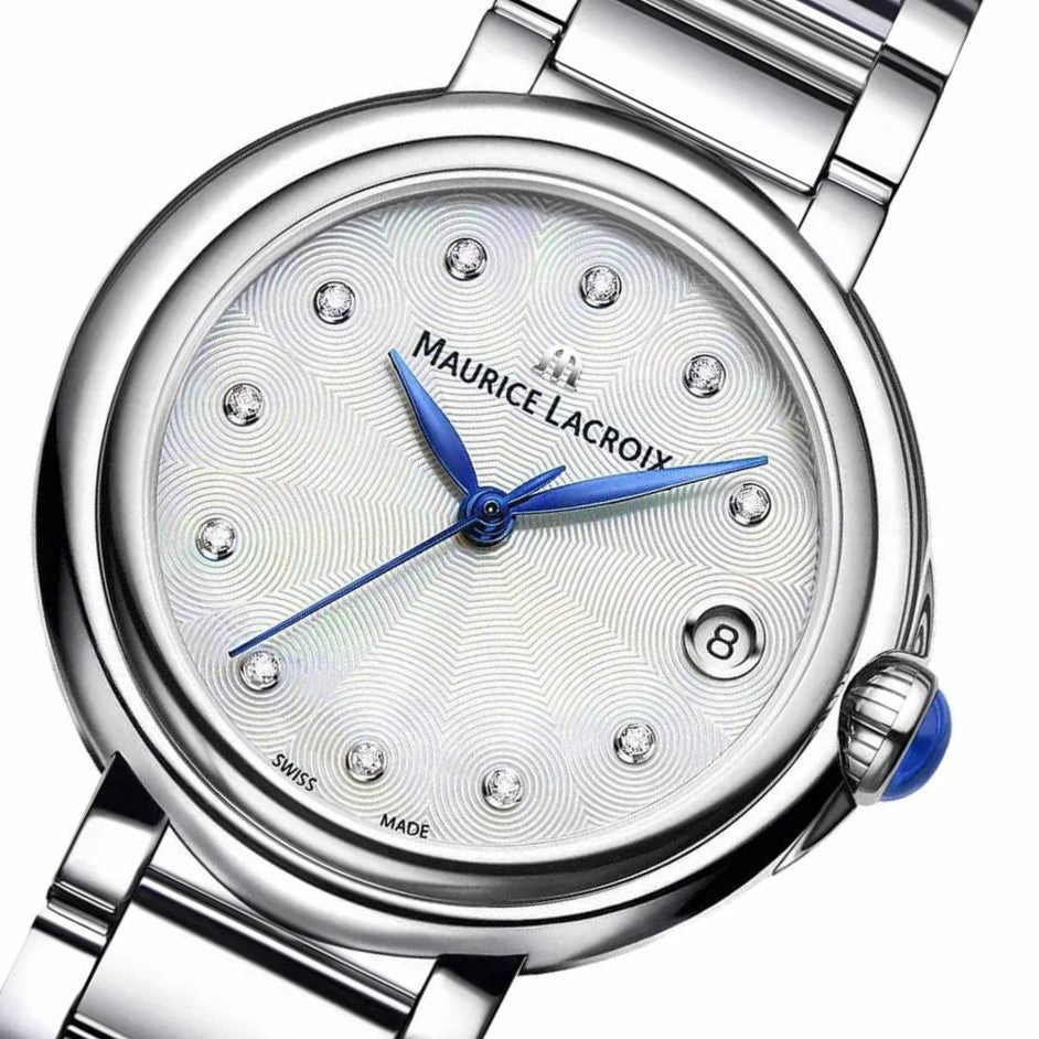 Maurice Lacroix Fiaba Date Diamonds | FA1004-SS002-170-1 | Damen-Armbanduhr mit Diamanten | Edelstahl | Perlmutt | Swiss Made | Saphirglas | Quarz | NEU OVP. GARANTIE