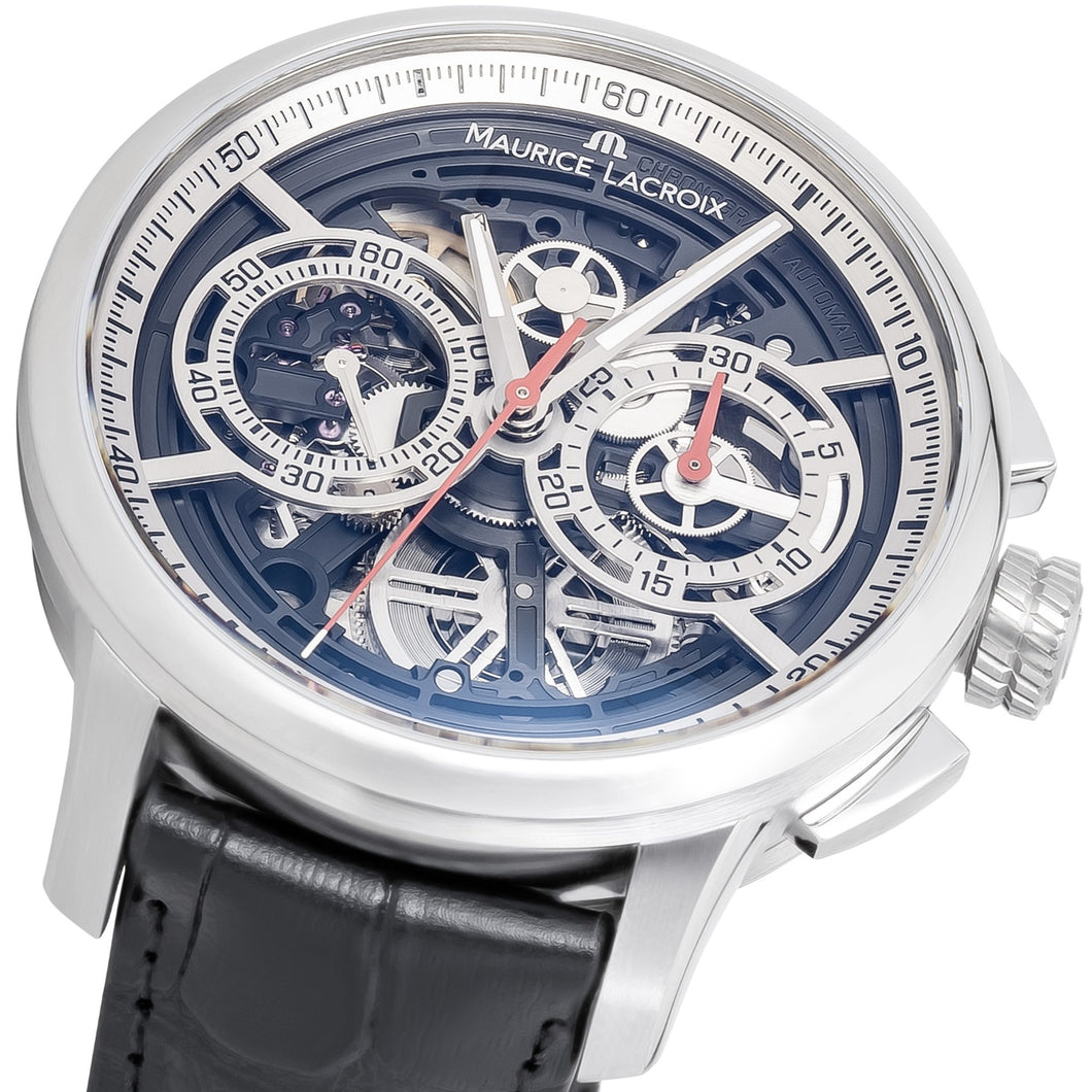 Maurice Lacroix Masterpiece Skeleton MP6028-SS001-090-2 | Herren Chronograph | Swiss Made Automatik | Saphirglas Leder | NEU OVP. | 2 Jahre Hersteller-Garantie