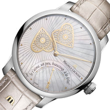 Laden Sie das Bild in den Galerie-Viewer, Maurice Lacroix Masterpiece Embrace Manufaktur | MP6068-SS001-160-1 | Damen-Armbanduhr | Automatik | Schweizer Kaliber | Saphirglas | Perlmutt-Zifferblatt mit Guillochierung | Lederband grau-silber | NEU OVP. mit Box &amp; Garantiekarte