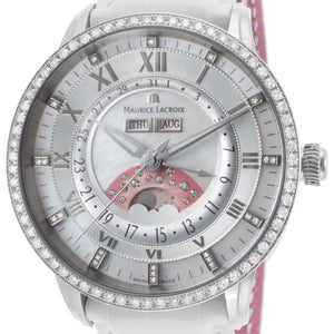 Maurice Lacroix Masterpiece Phases de Lune Diamonds MP6428-SD501-17E | Damen-Armbanduhr Automatik mit 74 + 35 echten Diamanten | NEU OVP mit Box & Papieren | 2 Jahre Garantie