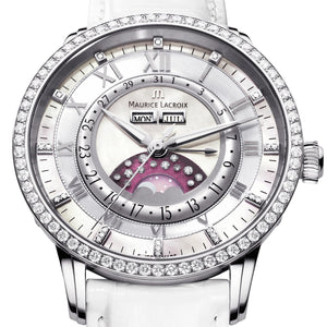 Maurice Lacroix Masterpiece Phases de Lune Diamonds MP6428-SD501-17E | Damen-Armbanduhr Automatik mit 74 + 35 echten Diamanten | NEU OVP mit Box & Papieren | 2 Jahre Garantie