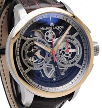 Laden Sie das Bild in den Galerie-Viewer, Maurice Lacroix Masterpiece Skeleton Chronograph MP6028-PS101-090-3 | Herren Automatik Uhr | Stahl-Roségold | Skeleton Dial | Lederband braun | Swiss Made | NEU OVP | 2 Jahre Hersteller-Garantie