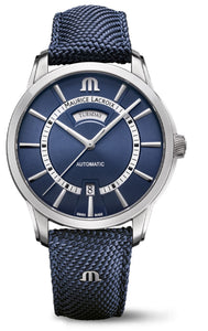 Maurice Lacroix Pontos Day Date PT6358-SS004-431-4 | Automatik Herrenuhr Swiss Made | Edelstahlgehäuse Zifferblatt Blau Saphirglas | NEU OVP | Box & Papiere
