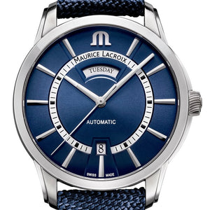 Maurice Lacroix Pontos Day Date PT6358-SS004-431-4 | Automatik Herrenuhr Swiss Made | Edelstahlgehäuse Zifferblatt Blau Saphirglas | NEU OVP | Box & Papiere