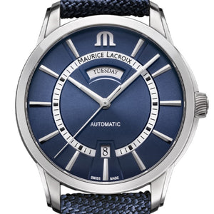 Maurice Lacroix Pontos Day Date PT6358-SS004-431-4 | Automatik Herrenuhr Swiss Made | Edelstahlgehäuse Zifferblatt Blau Saphirglas | NEU OVP | Box & Papiere