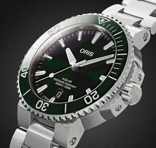 Oris Aquis Date 41,5 mm 01 733 7766 4157-07 8 22 05PEB Automatik Herren-Taucheruhr Edelstahlband Saphirglas Swiss Made NEU OVP Box Papiere Garantie