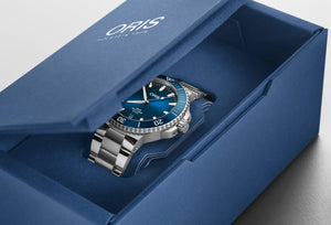 Oris Aquis Date 01 733 7730 4157-07 8 24 05PEB | Automatik Taucheruhr 43,5 mm Herrenuhr | Edelstahlband | Zifferblatt gruen | 300 m Wasserdicht | NEU OVP mit Box & Papieren Garantie