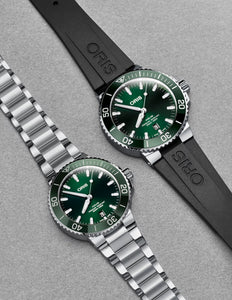 Oris Aquis Date 01 733 7730 4157-07 8 24 05PEB | Automatik Taucheruhr 43,5 mm Herrenuhr | Edelstahlband | Zifferblatt gruen | 300 m Wasserdicht | NEU OVP mit Box & Papieren Garantie