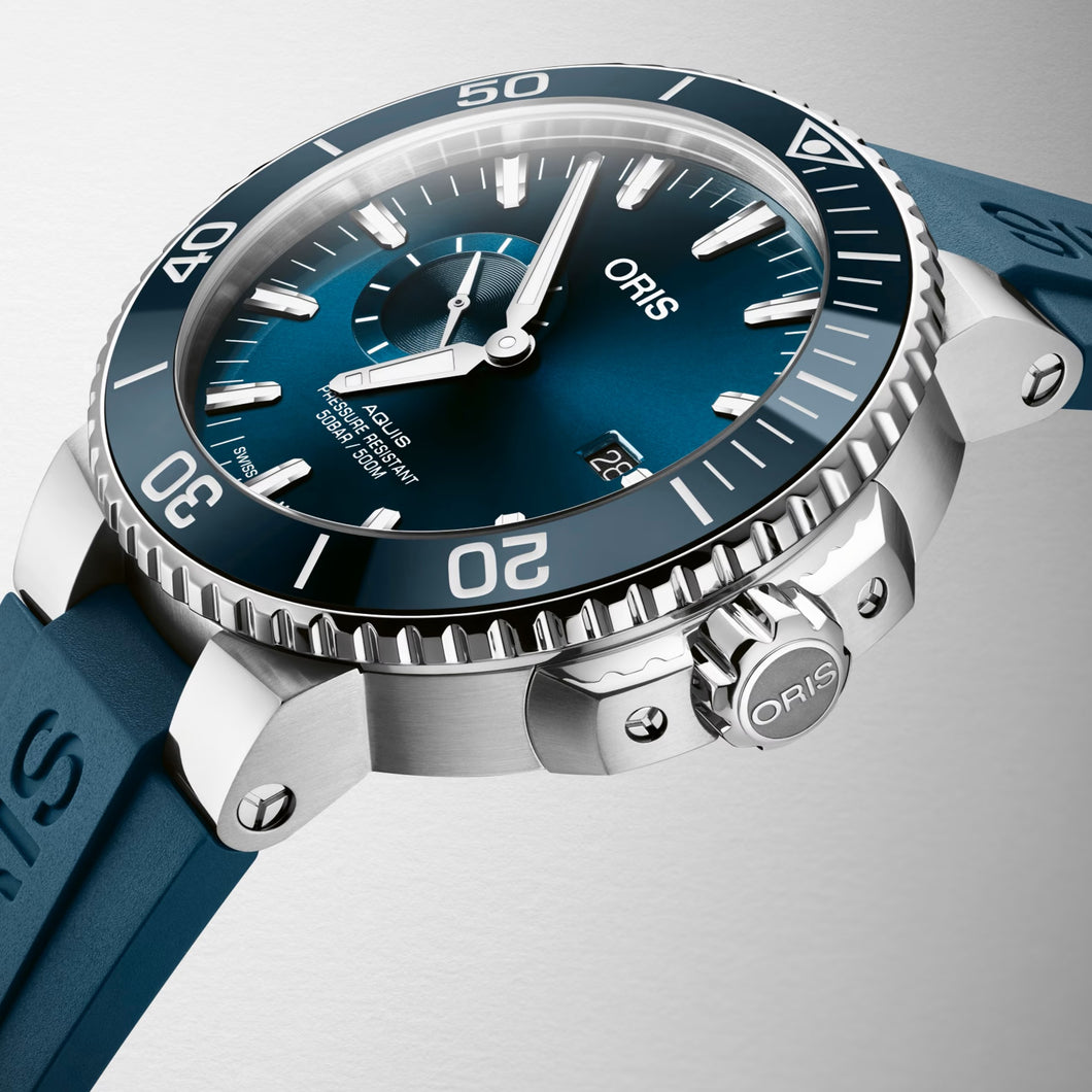 Oris Aquis Small Second Date 01 743 7733 4155-07 4 24 69EB Automatik Herren-Taucheruhr 500m NEU OVP