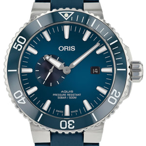 Oris Aquis Small Second Date 01 743 7733 4155-07 4 24 69EB Automatik Herren-Taucheruhr 500m NEU OVP