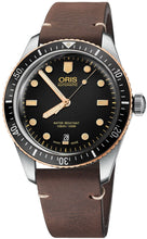 Laden Sie das Bild in den Galerie-Viewer, Oris Divers Sixty-Five 01 733 7707 4354-07 5 20 55 | Automatik Herrenuhr 40 mm | Bicolor Bronze | Schwarzes Zifferblatt | Lederband | NEU OVP