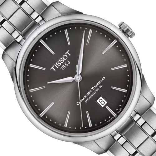 Tissot Chemin des Tourelles Powermatic 80 T139.807.11.061.00 | Automatik Herrenuhr 39 mm | Gangreserve 80h | Zifferblatt anthrazit | Saphirglas | Swiss Made | NEU OVP mit Box & Papiere