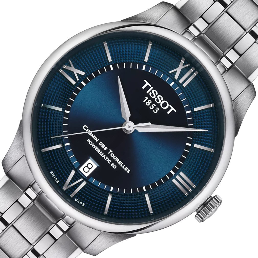Tissot Chemin des Tourelles Powermatic 80 T139.807.11.048.00 | Automatik Herrenuhr 39 mm | Gangreserve 80h | Zifferblatt blau | Saphirglas | Swiss Made | NEU OVP mit Box & Papiere