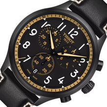 Laden Sie das Bild in den Galerie-Viewer, Tissot Chrono XL T1166173605202 | Herrenuhr Quarz Chrono Ø 45 mm | Schwarz PVD | Lederband Schwarz | Saphirglas | Swiss Made | NEU OVP. mit 2 Jahren Hersteller-Garantie