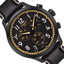 Laden Sie das Bild in den Galerie-Viewer, Tissot Chrono XL T1166173605202 | Herrenuhr Quarz Chrono Ø 45 mm | Schwarz PVD | Lederband Schwarz | Saphirglas | Swiss Made | NEU OVP. mit 2 Jahren Hersteller-Garantie