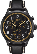 Laden Sie das Bild in den Galerie-Viewer, Tissot Chrono XL T1166173605202 | Herrenuhr Quarz Chrono Ø 45 mm | Schwarz PVD | Lederband Schwarz | Saphirglas | Swiss Made | NEU OVP. mit 2 Jahren Hersteller-Garantie