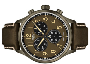 Tissot Chrono XL Vintage T1166173609200 | Herrenuhr Chronograph Quarz 45 mm | Lederband Khaki | Saphirglas | Swiss Made | NEU OVP mit 2 Jahren Hersteller-Garantie